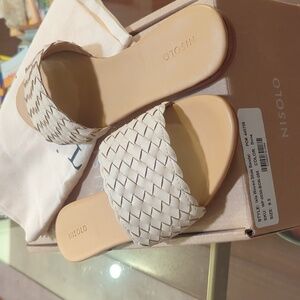 Nisolo Isla Bone Woven Slide Sandals NWT
